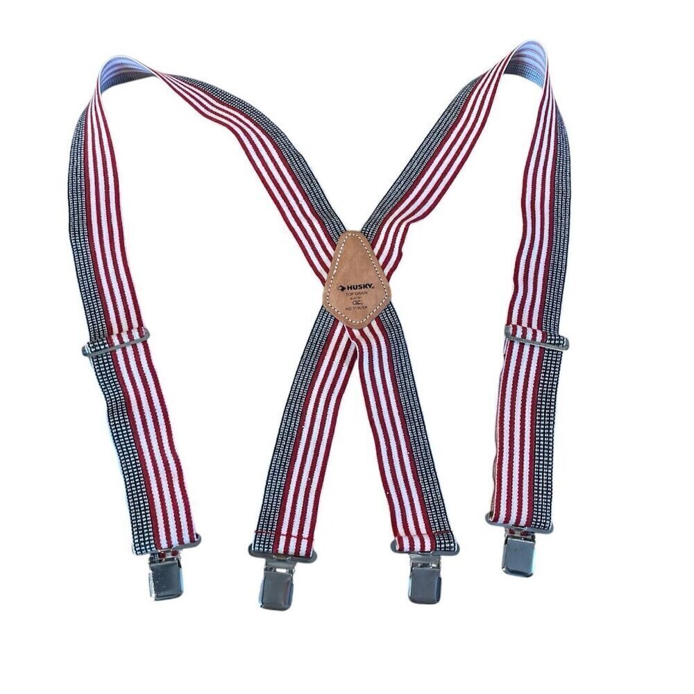 Flag Suspenders Husky CLC Top Grain Patriotic Braces American USA Convention